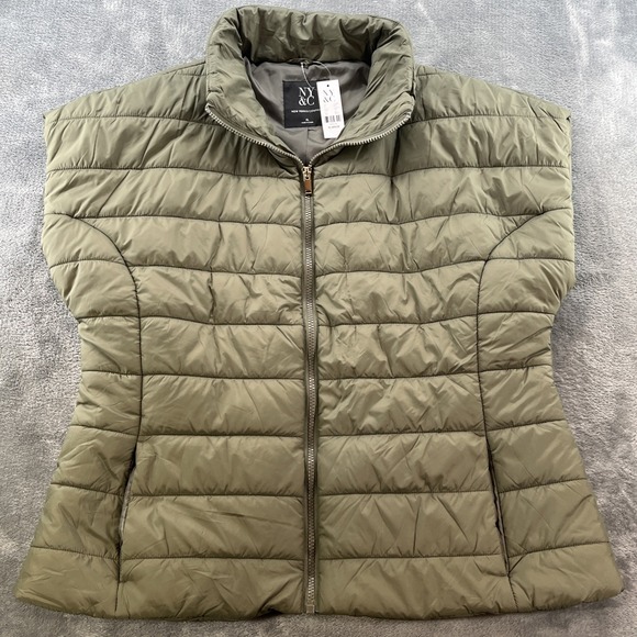 New York & Company Jackets & Blazers - NWT New York & Company Olive Green Quilted Puffer Vest Women's Size XL